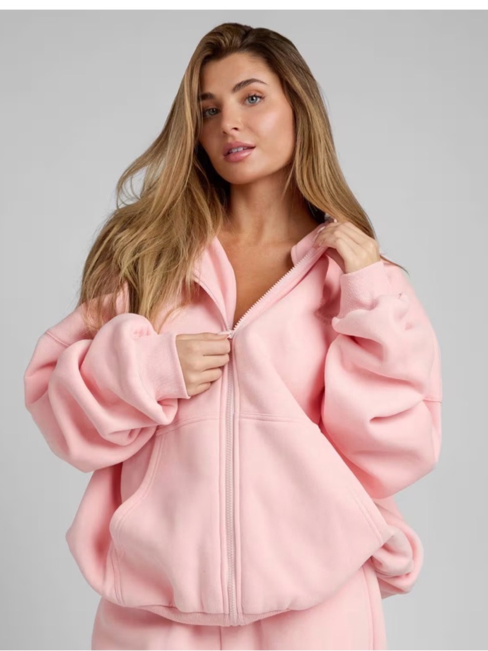 Comfrt Pastel Zip Hoodie Bubblegum pink